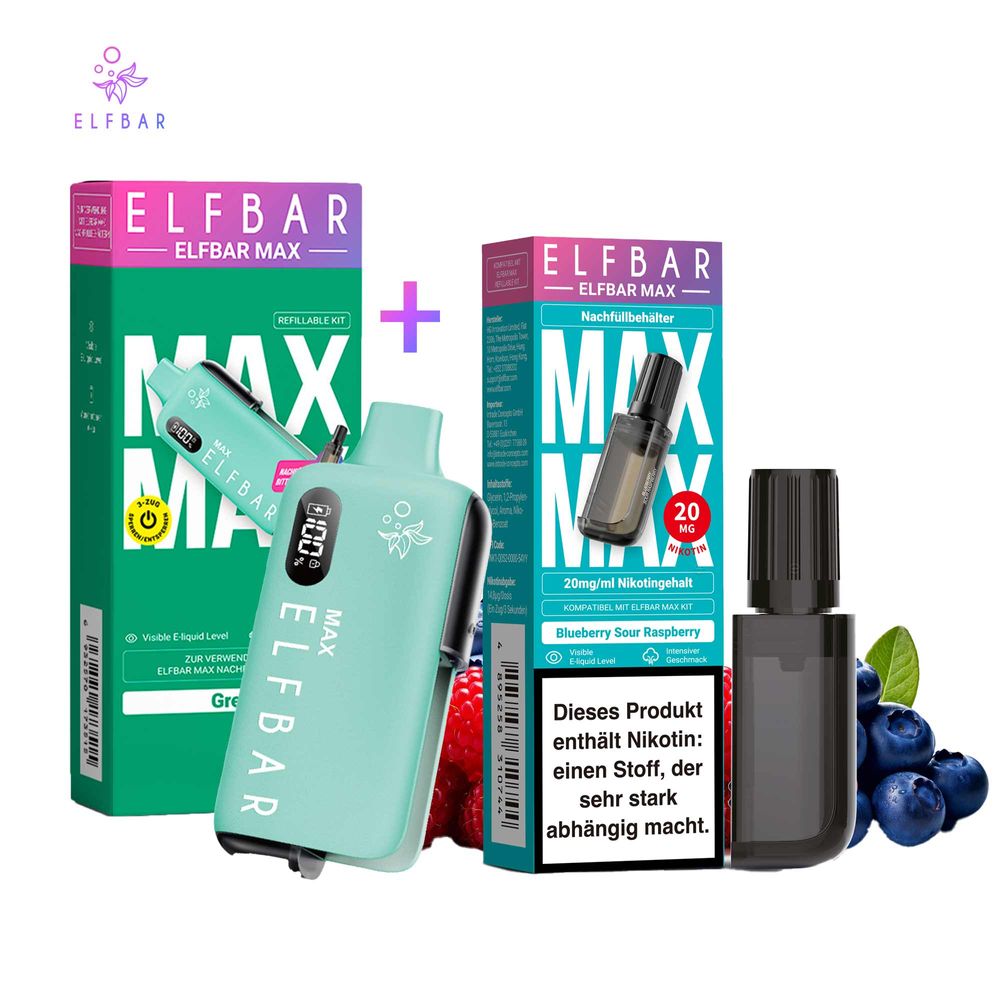 ELFBAR MAX Green Kit + Pod Blueberry Sour Raspberry