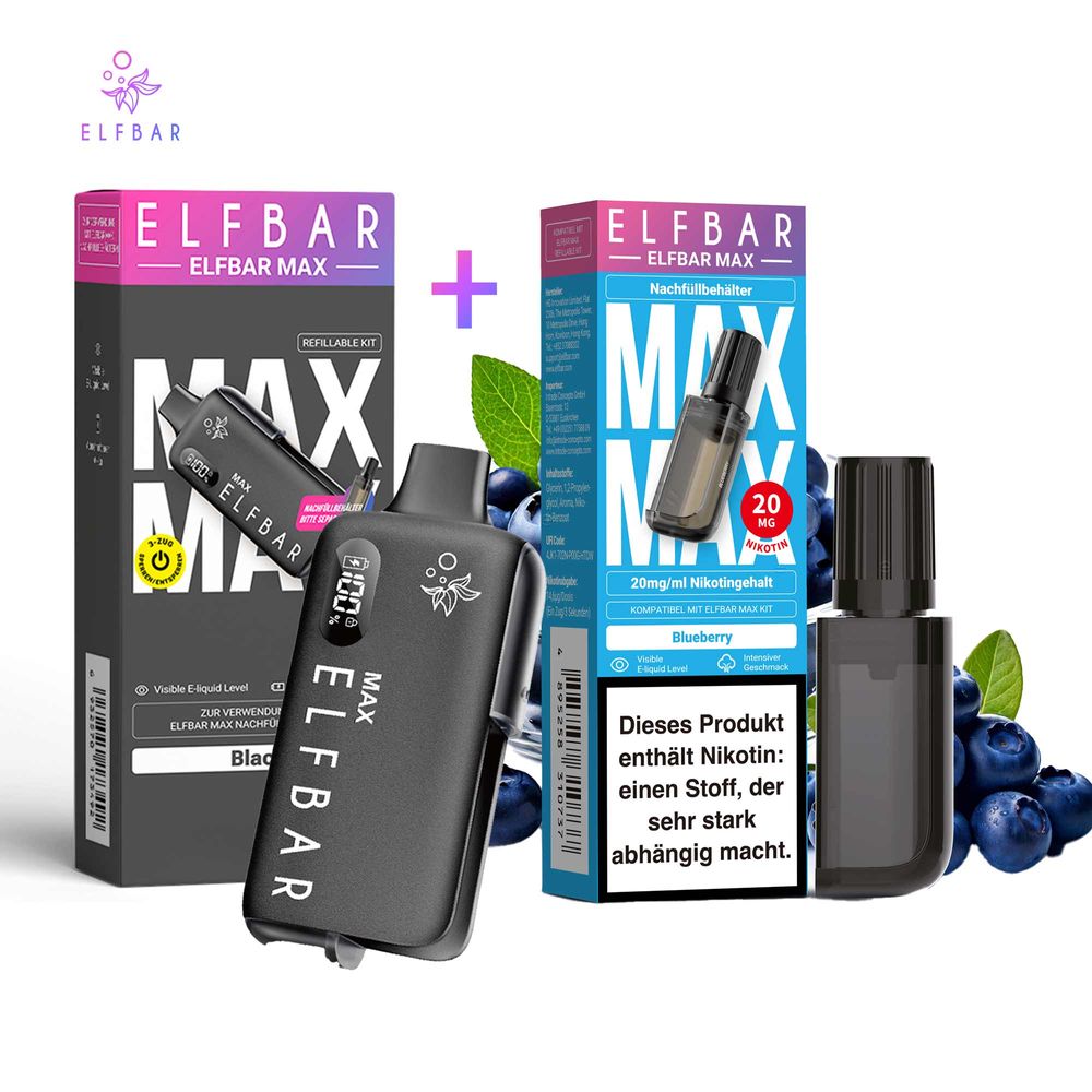 ELFBAR MAX Black Kit + Pod Blueberry